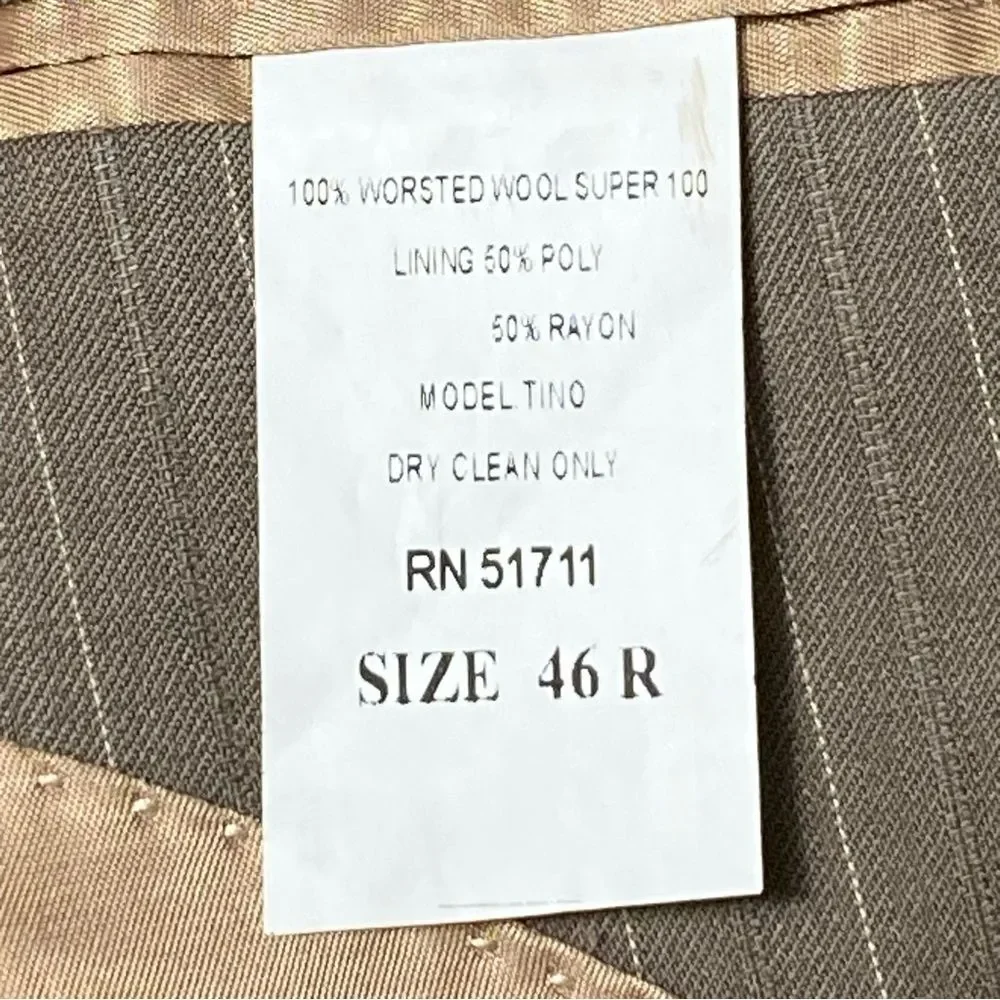 Andrew Fezza 100% Wool Brown Pinstriped Blazer Men's Size 46 R